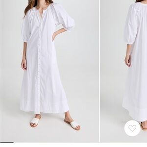 STAUD Vincent Midi Dress, White, XS